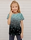 お買い得  女の子の 3d T シャツ-子供 女の子 Tシャツ 半袖 3Dプリント 3D印刷 グリーン ブルー パープル 子供達 トップの 春 夏 活発的 ファッション ストリートファッション 日常 屋内 アウトドア レギュラー 3〜12年