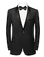 ieftine Costume de tuxedo-smoking de seară pentru bărbați negru burgundă, 2 piese, culoare uni, guler șal, potrivire standard, un singur piept, un singur buton 2024