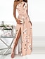 cheap Party Dresses-Women‘s Black Dress Prom Dress Formal Party Dress Swing Dress Long Dress Maxi Dress Red White Sleeveless Floral Split Cut Out Print Spring One Shoulder