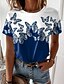 cheap Women&#039;s T-shirts-Women&#039;s Butterfly Design T shirt Graphic Butterfly Color Block Print Round Neck Basic Tops Black Gray Purple / 3D Print