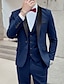 cheap Tuxedo Suits-Burgundy Blue Men&#039;s Wedding Ceremony Tuxedos 3 Piece Solid Color Shawl Collar Standard Fit Single Breasted One-button 2023