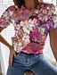 cheap Tees &amp; T Shirts-Women&#039;s Floral Casual Holiday Weekend Floral Painting Short Sleeve T shirt Tee Round Neck Print Basic Essential Tops Red S / 3D Print