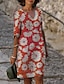 olcso Mintás ruhák-Női Váltó ruha Midi ruha Sárga Rubin Medence Féhosszú Nyomtatott Nyomtatott Nyár Tavasz V-alakú meleg Laza öltözet 2023 S M L XL XXL 3XL 4XL 5XL