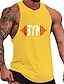 cheap Gym Tank Tops-Men&#039;s Tank Top Vest Undershirt Hot Stamping Graphic Letter Crew Neck Street Casual Print Sleeveless Tops Cotton Lightweight Fashion Breathable Comfortable Blue White Black / Summer