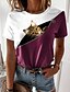 cheap Women&#039;s T-shirts-Women&#039;s 3D Cat Design T shirt Cat Graphic 3D Print Round Neck Basic Tops Green Black Purple