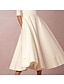 cheap Wedding Dresses-A-Line Wedding Dresses V Neck Tea Length Satin Half Sleeve Simple Casual Vintage Little White Dress 1950s with 2022