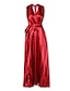 ieftine Rochii Party-rochie roșie de Crăciun pentru femei rochie de petrecere rochie de revelion rochie de cocktail rochie semi-formală rochie lungă roșie fără mâneci imprimeu în dungi vară primăvară decolteu în V rochie