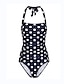 cheap One-Pieces-Women&#039;s Swimwear One Piece Monokini Bathing Suits Normal Swimsuit Polka Dot Tummy Control High Waisted Navy Blue Padded Bathing Suits Vacation Sexy Sports / New