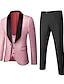 Χαμηλού Κόστους Κοστούμια σμόκιν-Κόκκινα/μαύρα/λευκά/ροζ σμόκιν για ανδρικό πάρτι γάμου 3 τεμαχίων με ανάγλυφο σχέδιο ζακάρ γιακά σάλι με μονό στήθος με ένα κουμπί 2024