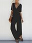 cheap Jumpsuits Clearance-Women&#039;s Jumpsuit Solid Colored V Neck Basic Casual Daily Loose Regular Fit Half Sleeve White Black Pink S M L Spring