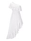 cheap Party Dresses-Women‘s A Line Dress Maxi long Dress Prom Dress White Black Royal Blue Red Short Sleeve Solid Color Split Ruffle Spring Summer One Shoulder Party Modern Loose 2022 S M L XL XXL / Party Dress