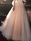cheap Wedding Dresses-Beach Wedding Dresses in Color Wedding Dresses A-Line Illusion Neck Long Sleeve Sweep / Brush Train Lace Bridal Gowns With Embroidery Appliques 2024