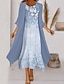 Χαμηλού Κόστους Εκτύπωση σετ φορεμάτων-Γυναικεία Σετ Φόρεμα Φόρεμα δύο τεμαχίων Εκκλησιαστικό φόρεμα Μακρύ Φόρεμα Μάξι Φόρεμα Θαλασσί Μισό μανίκι Φλοράλ Σουρωτά Καλοκαίρι Άνοιξη Στρογγυλή Ψηλή Λαιμόκοψη Μοντέρνα Διακοπές 2023 Τ M L XL XXL