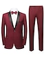 baratos Tuxedo Suits-Preto borgonha masculino desempenho festa noite smoking 2 peça cor sólida gola xale ajuste padrão único breasted um botão 2024