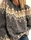 billige Sweatere-Dame bluse Trøje Bluse Strikket Geometrisk Stilfuld Basale Afslappet Langærmet Løstsiddende Sweater Cardigans Rund hals Efterår Vinter Blå Vin Sort / Ferie / I-byen-tøj