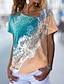 cheap Best Selling Tops-Women&#039;s T shirt Painting Ocean V Neck Print Basic Tops Green / 3D Print