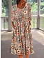 cheap Casual Dresses-Women&#039;s A Line Dress Knee Length Dress Orange Short Sleeve Floral Ruched Print Spring Summer Crew Neck Casual 2022 S M L XL XXL 3XL