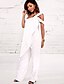 cheap Women&#039;s Jumpsuits-Women&#039;s Jumpsuit Solid Colored Ruffle Basic Square Neck Straight Party Casual Sleeveless Regular Fit White Black Light Green S M L Summer
