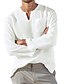 cheap Men&#039;s Casual Shirts-Men&#039;s Linen Shirt Casual Shirt Solid Color V Neck Black White Pink Red Navy Blue Outdoor Street Long Sleeve Clothing Apparel Classic Comfortable