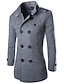 cheap Men&#039;s Outerwear-men&#039;s mid long wool woolen pea coat double breasted stand collar overcoat winter trench coat (black, m=asian m)