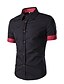 cheap Men&#039;s Shirts-Men&#039;s Shirt Solid Colored Collar Spread Collar Street Daily Short Sleeve Slim Tops Polyester Casual Comfortable White Black Wine / Machine wash / Wash separately / Washable / Holiday / Summer