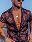 cheap Men&#039;s Printed Shirts-Men&#039;s Shirt Summer Hawaiian Shirt Graphic Aloha Turndown Black / Red Black / White Navy Blue Purple Gray Outdoor Street Short Sleeve Button-Down Print Clothing Apparel Fashion Designer Casual