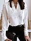 baratos Tops básicos de mulher-Mulheres Camisa Social Blusa Prata Preto Branco Floral Coração Manga Longa Escritório Trabalho Roupa de rua Trabalho Decote V Padrão S