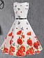 cheap Vintage Dresses-Women&#039;s Sheath Dress Swing Dress Midi Dress White Sleeveless Floral Print Spring Summer Crew Neck 1950s S M L XL XXL