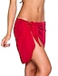 tanie Zwykłe spódnice-Damskie Kopertowa spódnica Cover Up Mini Spódnice Wiązanie Wysoki Stan Równina Czyste kolory Święto Plaża Lato Poliester Urlop Moda Seksowny Święto Czarny Biały Różowy Czerwony
