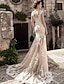 cheap Wedding Dresses-Engagement Formal Wedding Dresses Mermaid / Trumpet Illusion Neck Cap Sleeve Court Train Lace Bridal Gowns With Appliques 2023