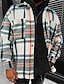 cheap Flannel Shirts-Men&#039;s Shirt Flannel Shirt Shirt Jacket Shacket Beige Long Sleeve Plaid / Check Collar Fall Winter Outdoor Street Clothing Apparel Button-Down