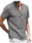cheap Men&#039;s Casual Shirts-Men&#039;s Linen Shirt Shirt Solid Color Pocket Collar Street Beach Short Sleeve Tops Lightweight Casual Daily Breathable Henley Light Blue Almond Green / Wet and Dry Cleaning