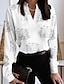 cheap Basic Women&#039;s Tops-Women&#039;s Shirt Blouse Silver Black White Floral Heart Long Sleeve Office Work Streetwear Work V Neck Regular S