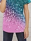 Недорогие 3d футболки для девочек-Дети Девочки Футболка С короткими рукавами 3D печать Контрастных цветов Синий Лиловый Розовый Дети Верхушки Весна Лето Активный Мода Уличный стиль Повседневные В помещении на открытом воздухе