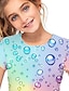 billige piges 3d t-shirts-Pige 3D 3D Print T-shirt Kortærmet 3D-udskrivning Sommer Forår Aktiv Mode Sød Stil Polyester Børn 3-12 år udendørs Daglig Indendørs Regulær
