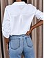 cheap Blouses &amp; Shirts-Women&#039;s Shirt Blouse Black White Pink Button Solid Color Plain Casual Daily Long Sleeve Shirt Collar Basic Streetwear Casual Regular S