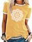 preiswerte T-Shirts für Damen-Damen T Shirt Blumen Graphic Täglich Wochenende Patchwork Bedruckt Schwarz Kurzarm Basic Rundhalsausschnitt