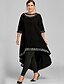 cheap Plus Size Casual Dresses-Women&#039;s Sequin Dress Holiday Dress Swing Dress Midi Dress Black Blue Wine Half Sleeve Pure Color Sequins Fall Spring Crew Neck Basic XL XXL 3XL 4XL 5XL