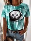 cheap Women&#039;s T-shirts-Women&#039;s 3D Cat T shirt Tee Cat Graphic 3D Print Round Neck Basic Tops Green Blue Purple / Design