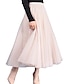 cheap Plain Skirts-Women&#039;s Skirt Tutu Midi Skirts Tulle Chiffon Print Solid Colored Birthday Party Casual Daily Spring &amp; Summer Polyester Preppy Black White Pink Camel