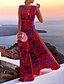 cheap Maxi Dresses-Women&#039;s A Line Dress Maxi long Dress Blue White Sleeveless Floral Print Spring Summer V Neck Elegant Vacation 2022 S M L XL XXL 3XL
