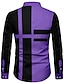 cheap Men-Men&#039;s Shirt Color Block Button Down Collar Daily Long Sleeve Regular Fit Tops Cotton Business White Black Purple