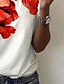 preiswerte T-Shirts-Damen T Shirt Weiß Bedruckt Graphic Blumen Casual Festtage Kurzarm Rundhalsausschnitt Basic Vintage Standard Blume Farbe S