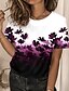 cheap Women&#039;s T-shirts-Women&#039;s Floral T shirt Tee Floral Graphic Design Print Round Neck Basic Tops Green Black Purple / 3D Print