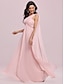Χαμηλού Κόστους Φορέματα για Καλεσμένους σε Γάμο-Γραμμή Α Βραδινά φορέματα Αμπίρ Φόρεμα Επισκέπτης γάμου Επίσημο Βραδινό Μακρύ Αμάνικο Ένας Ώμος Φόρεμα παράνυμφου Σιφόν Εξώπλατο με Πλισέ Που καλύπτει 2024