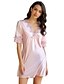 cheap Women&#039;s Sleep &amp; Lounge-Women&#039;s 1 pc Pajamas Nightgown Simple Casual Comfort Pure Color Satin Home Party Daily V Neck Gift Short Sleeve Vintage Style Spring Summer Light Pink Purple