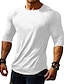 お買い得  メンズカジュアルTシャツ-男性用 Tシャツ 長袖シャツ 平織り クルーネック カジュアル スポーツ 長袖 衣類 筋 大きくて背が高い