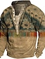 cheap Graphic Sweatshirts-Men&#039;s Sweatshirt Pullover Print Designer Basic Casual Graphic Graphic Prints Print V Neck Sports &amp; Outdoor Casual Daily Long Sleeve Clothing Clothes Regular Fit Green Black Camel Khaki Brown Navy Blue