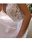 billiga Brudklänningar-A-linje Bröllopsklänningar V-hals Axelbandslös Kapellsläp Spets Tyll Formella Sexig Lyxig Öppen rygg med Applikationsbroderi 2022
