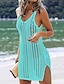cheap Cover Ups-Women&#039;s Swimwear Cover Up Beach Dress Plus Size Swimsuit Solid Color Hole Black And White Blue White Black Pink Bathing Suits Casual Vacation New / Padless